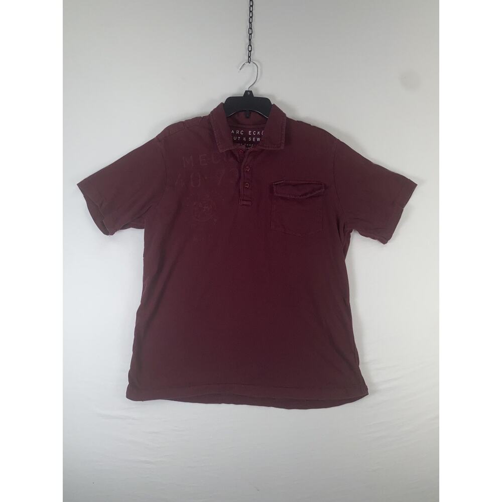 Marc Ecko Cut & Sew Polo Shirt Mens Large Red Cotton Short Sleeve Tagless Casual